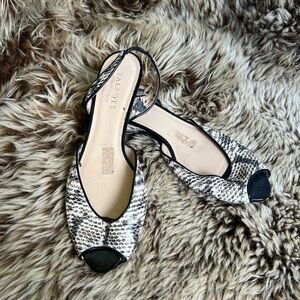 Talbots Snakeskin Pattern Peep Toe Flats
